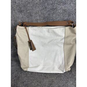 RIPANI Leather Shoulder Bag Womens Large White Tan Made In Italy Hobo Purse